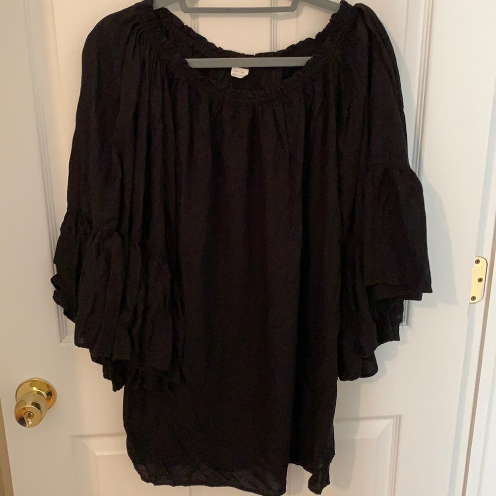 Black blouse with bell sleeves